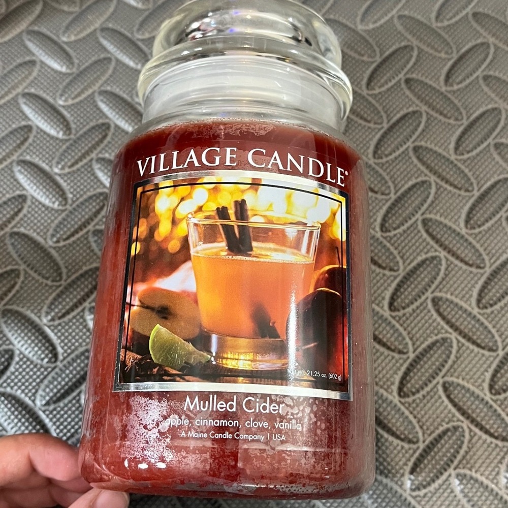 Village Candle Mulled Cider Unisex 21.25 oz Red Large Apothecary Jar Scented